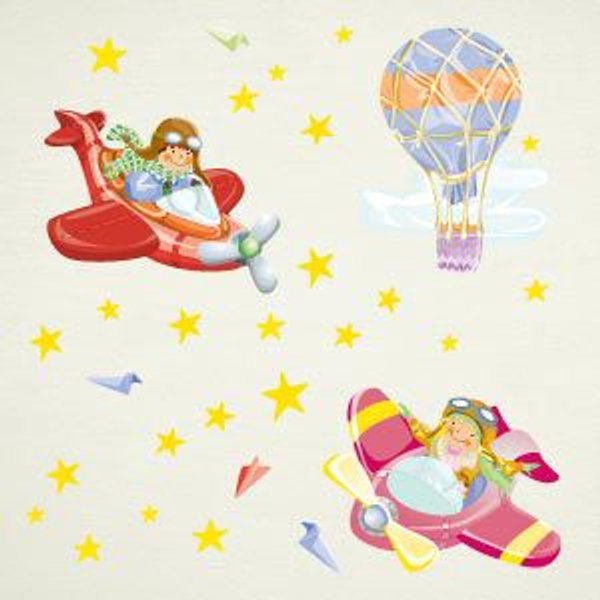 Wandtattoo Flieger und Ballon
