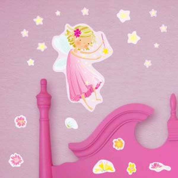 Wandtattoo rosa Fee mit Sternen