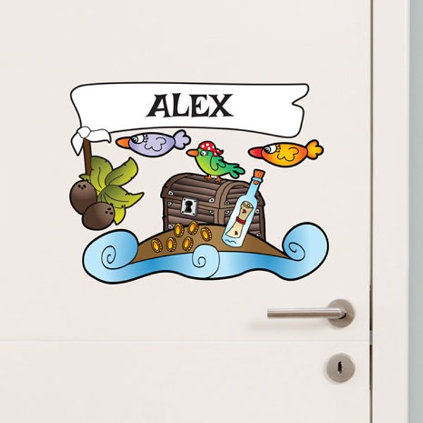 Vinylaufkleber Pirateninsel personalisiert mit Namen