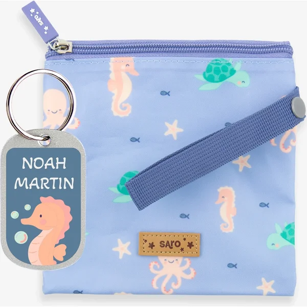 Personalisierbarer Snackbeutel Ocean Life in Blau für Kinder von Saro