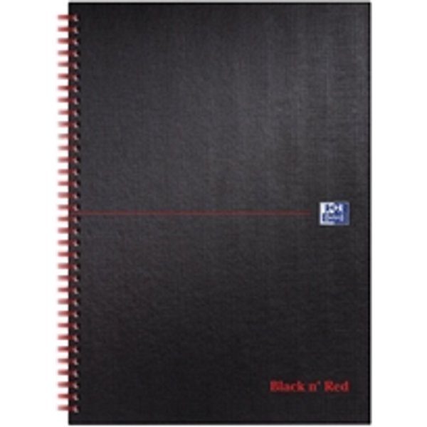 Black n Red A4 Wirebound Hard Cover Notebook Ruled 140 Pages Matt