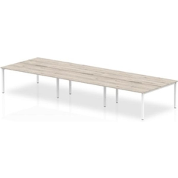 Evolve Plus 1200mm B2B 6 Person Office Bench Desk Grey Oak Top White