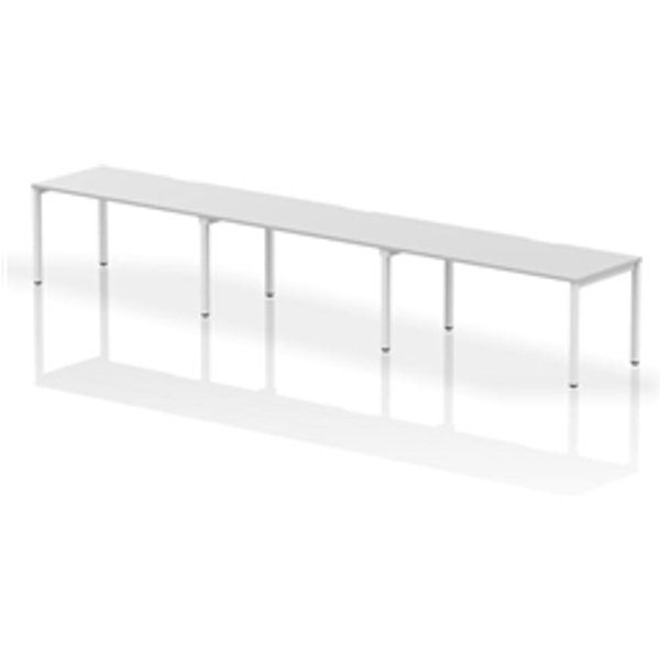 Evolve Plus 1600mm Single Row 3 Person Office Bench Desk White Top