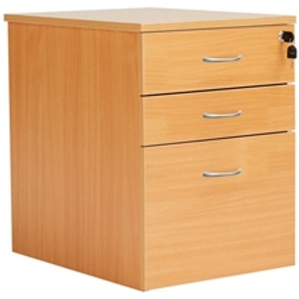 TC Office 3 Drawer High Mobile Pedestal, Beech