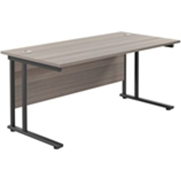 1600x800 Twin Upright Rectangular Desk Grey Oak-Black