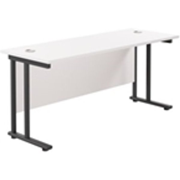 1800x600 Twin Upright Rectangular Desk White-Black