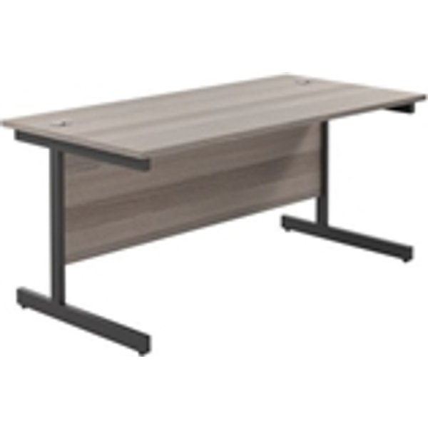 1800x800 Single Upright Rectangular Desk Grey Oak-Black