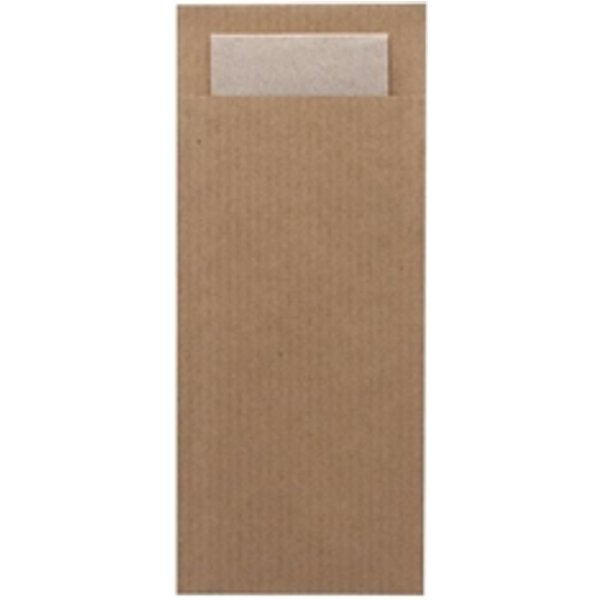 Europochette Classic Size Kraft Brown Cutlery Pouch with Kraft 2ply Napkin (500 Pack)
