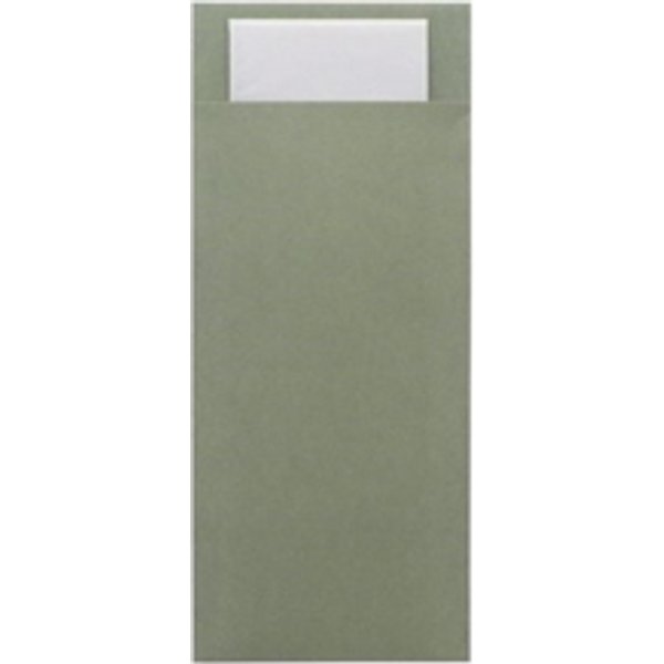 Europochette Classic Size Sage Green Cutlery Pouch with White 2ply Napkin (500 Pack)