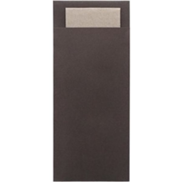 Europochette Classic Size Chocolate Brown Cutlery Pouch with Kraft 2ply Napkin (500 Pack)
