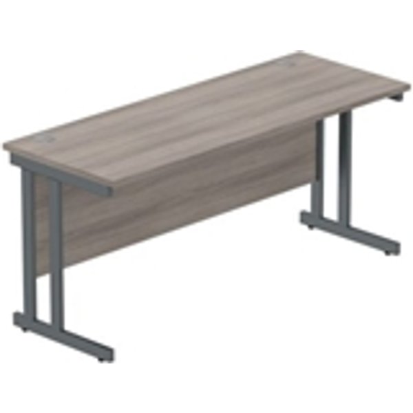 Core|Double Upright|Rectangular Desk .1600X600 Grey Oak-Graphite