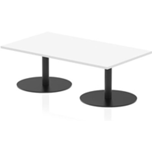 Italia 1400 x 800mm Rectangular Coffee Table White Top Black Leg