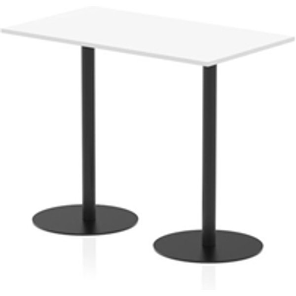 Italia 1400 x 800mm Rectangular Table White Top 1145mm High Black Leg