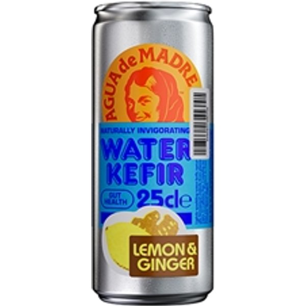 Agua de Madre Lemon & Ginger Water Kefir 12 x 25cl Cans