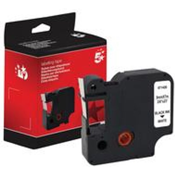 Five Star Non-OEM Replacement for Dymo 40913 Black on White 9mm x 7m