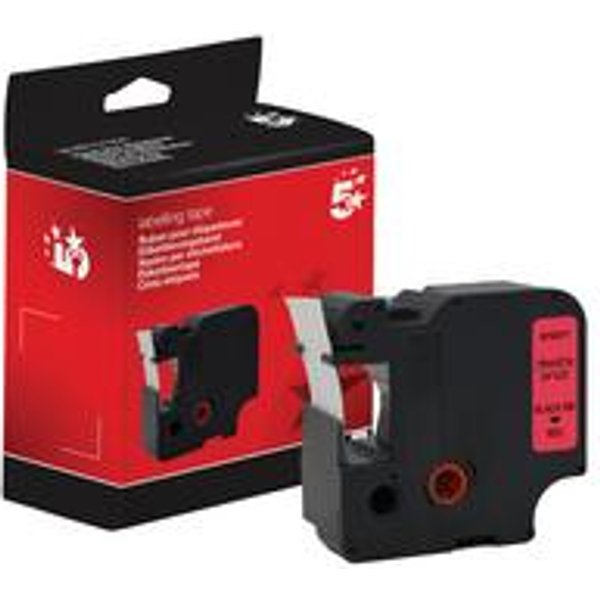 Five Star Non-OEM Replacement for Dymo 45807 Black on Red 19mm x 7m