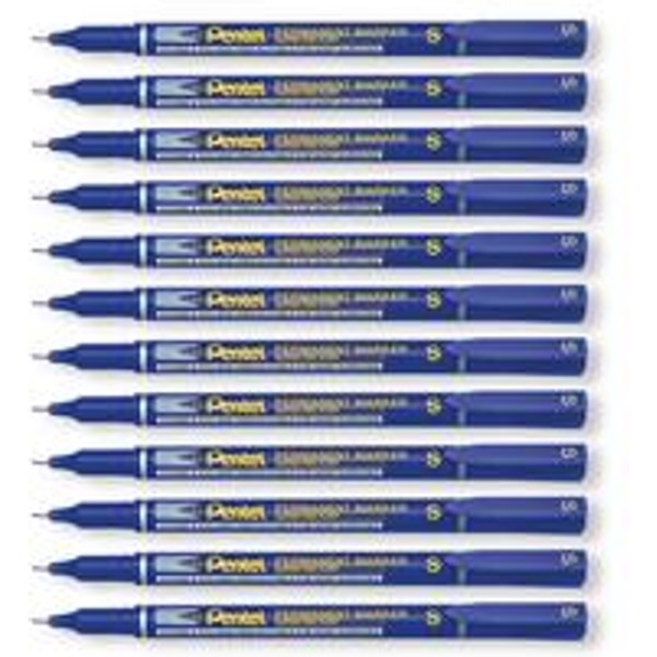 Pentel Permanent Marker Super Fine Point Blue Pack of 12 NFS410-C
