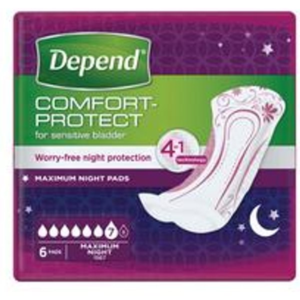 Depend Comfort Protect Maximum Night Pads Pack of 6 C011337