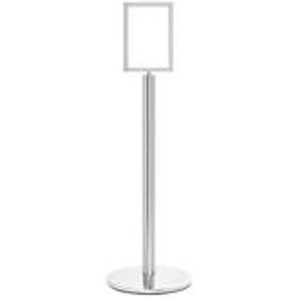 5 Star Polished Chrome Post with A4 Vertical Sign Holder