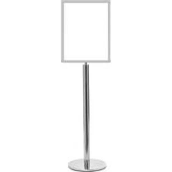 5 Star Polished Chrome Post with A3 Vertical Sign Holder