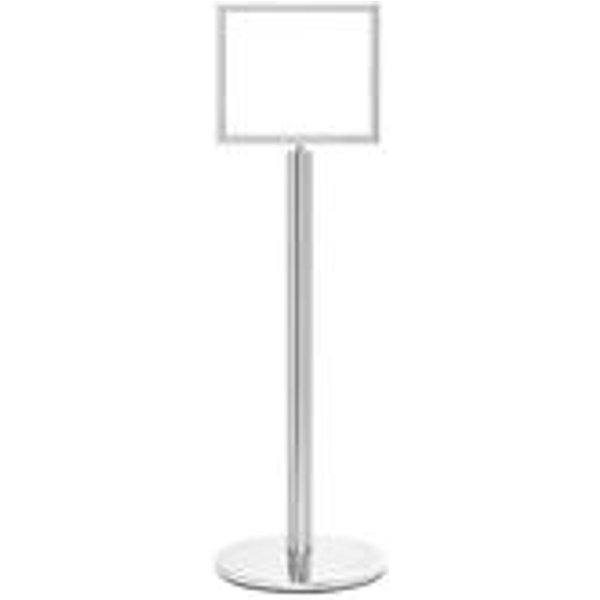 5 Star Polished Chrome Queue Management Post with A3 Sign Holder