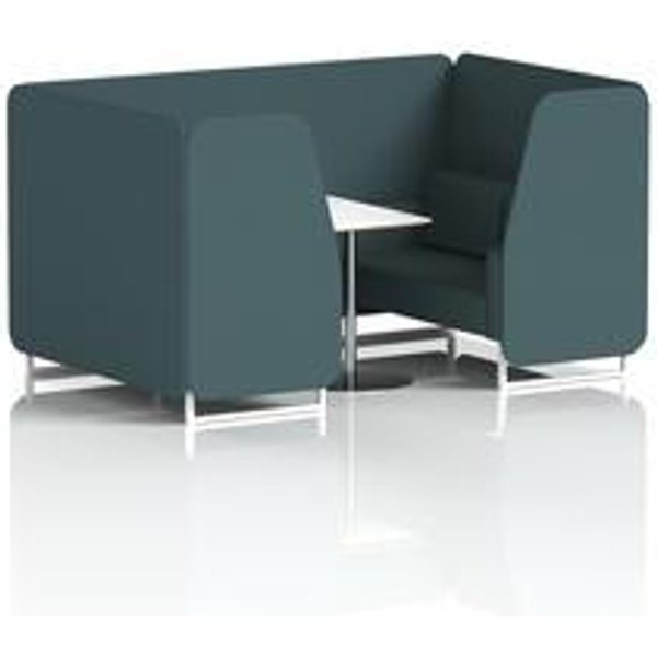 Brixworth 4P Booth White Legs Table Silver Leg X2 Polygon Panels Sofa