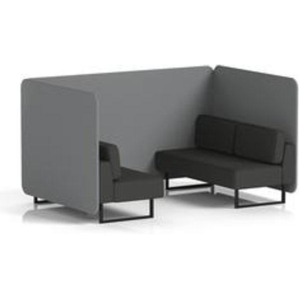 Brixworth 4P Bench Booth Black Legs Synergy Partner Panels Mix Sofa