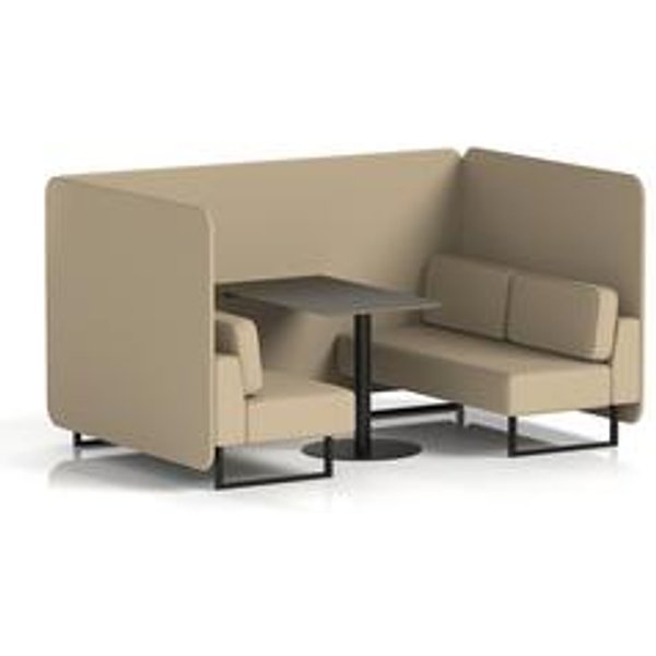 Brixworth 4-Seater Bench Booth with Flax Sofa and Black Table