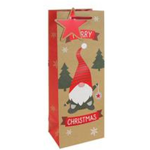 Eurowrap Gonk Kraft Festive Bottle Bags (12 Pack)