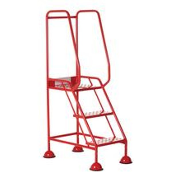 5 Star 3 Tread Red Step Ladder with Domed Feet