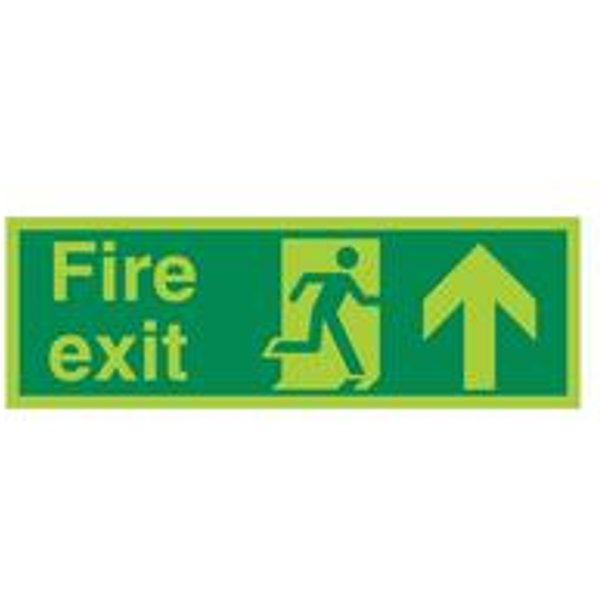 5 Star Rigid Plastic Fire Exit Running Man Arrow Up Sign 150x450mm