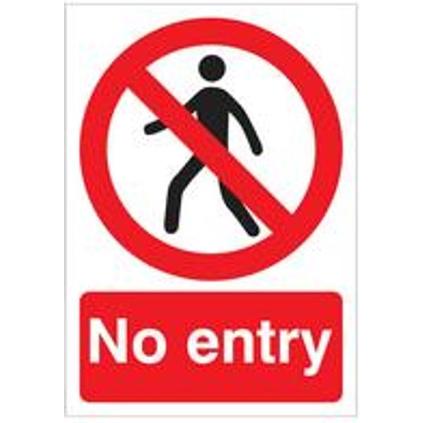 5 Star Rigid Plastic 'No Entry' Sign A5