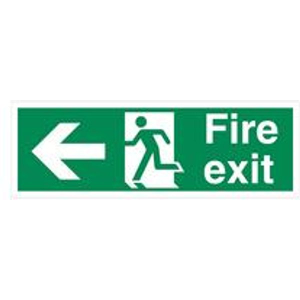 5 Star Fire Exit Running Man Left Arrow Sign 150x450mm