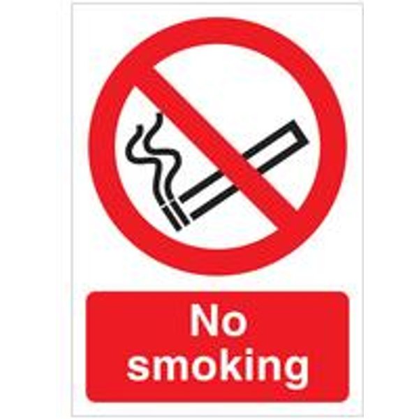 5 Star Rigid Plastic A5 No Smoking Sign