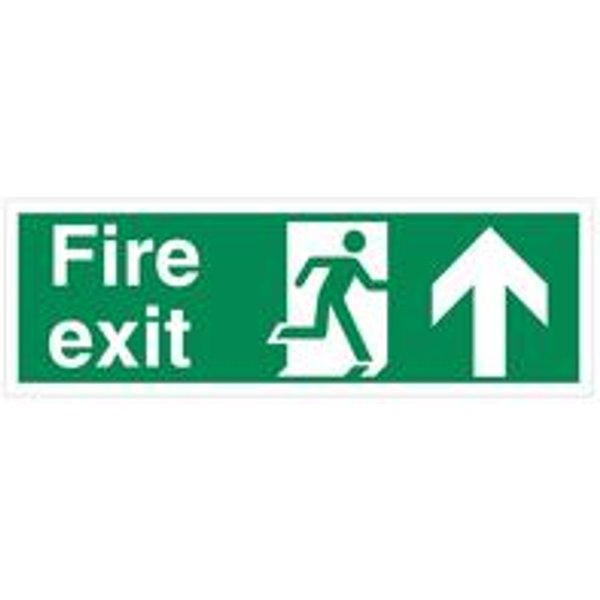 5 Star Fire Exit Running Man Arrow Up Sign 150x450mm