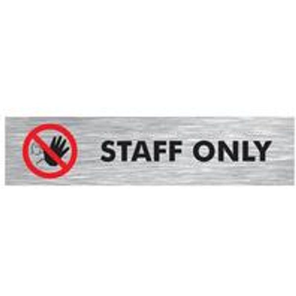 5 Star Staff Only Sign Anodised Aluminium 45x190mm