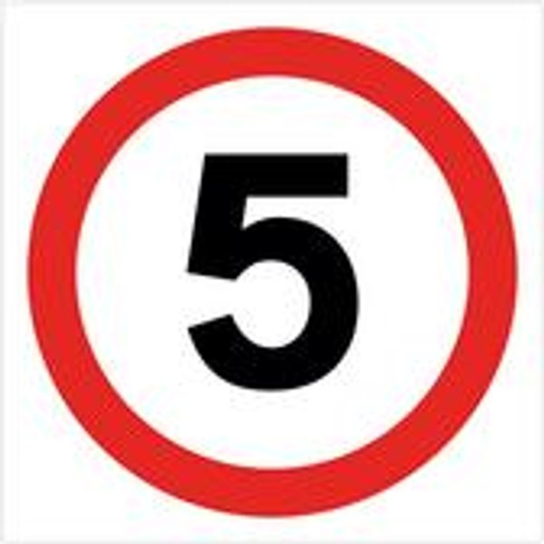 5 Star 450x450mm Rigid Plastic 5MPH Traffic Sign