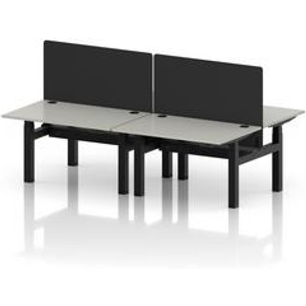 Air 1200 Sit Stand Bench Desk with Grey Ports and Black Frame