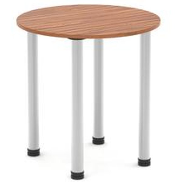 Impulse 600mm Round Walnut Meeting Table with Brushed Aluminium Leg