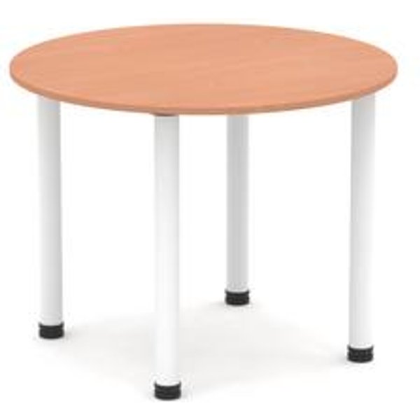 Impulse 800mm Round Beech Meeting Table with White Leg