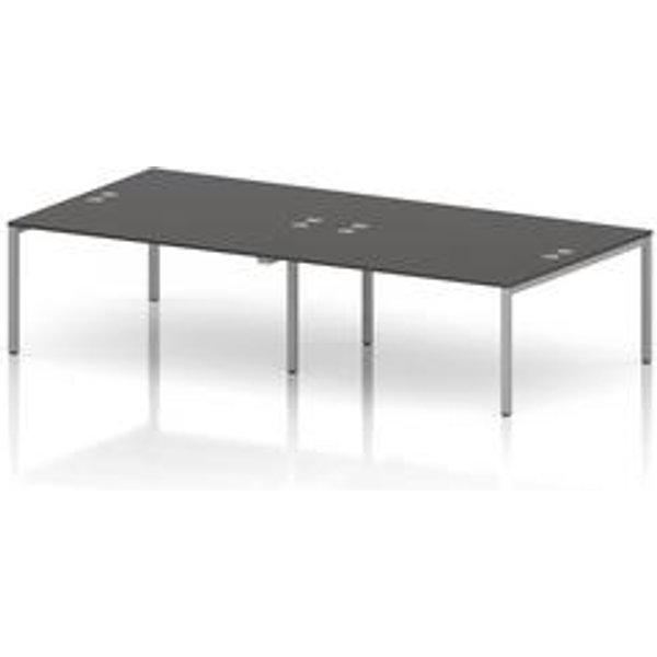 Impulse 4 Person Bench Desk with Silver Frame in Carbon Grey