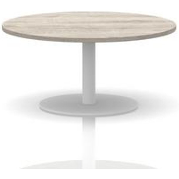 Italia Grey Oak Round Coffee Table with White Legs