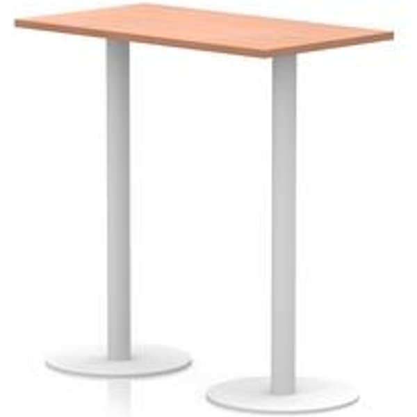 Italia Poseur Rectangular Table Beech 1145mm High White Leg