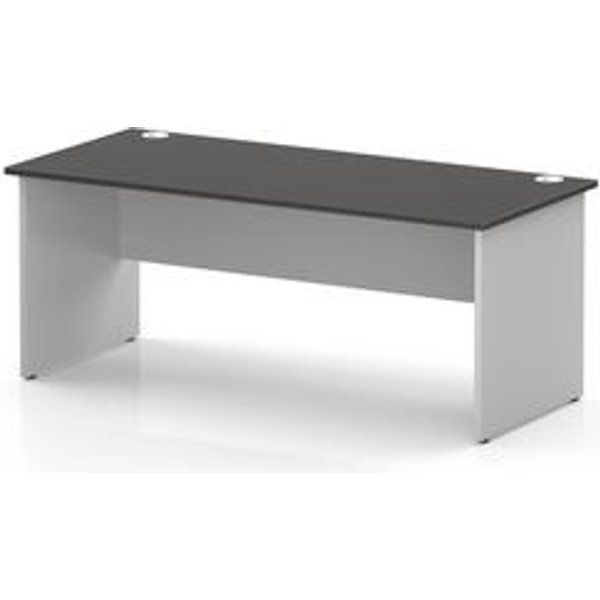Impulse 1800mm Carbon Grey Office Desk with White Panel Legs