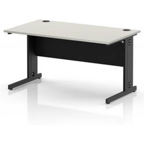 Impulse 1400mm Dove Grey Office Desk with Black Legs