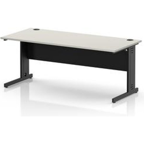 Impulse 1800mm Dove Grey Office Desk with Black Legs