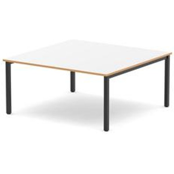 Evolve 1600mm White Boardroom Table with Black Frame