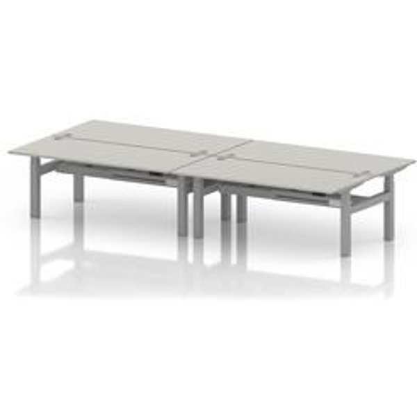 Air 1800x800 Sit-Stand Bench Desk in Dove Grey with Silver Frame