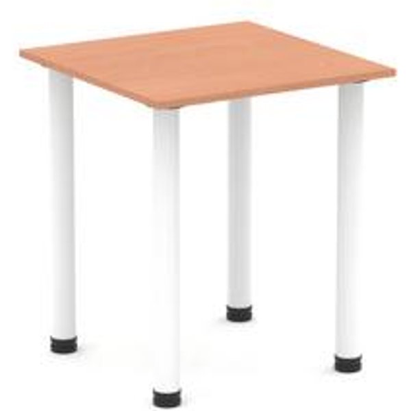 Impulse 600mm Square Beech Meeting Table with White Post Leg