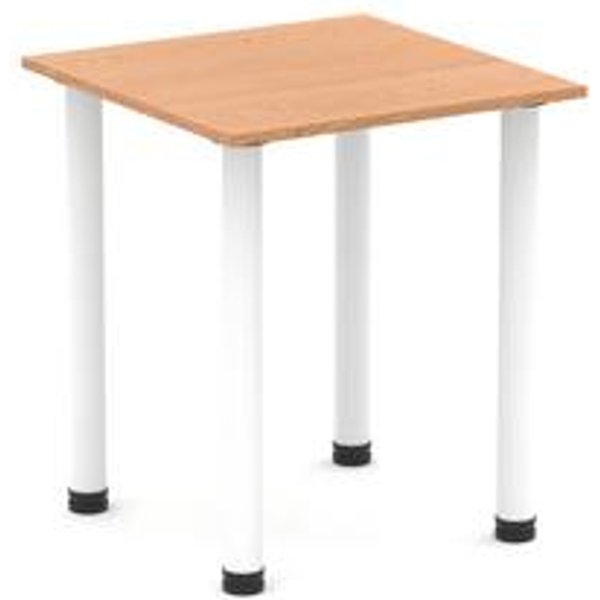 Impulse 600mm Square Oak Top Meeting Table with White Post Leg